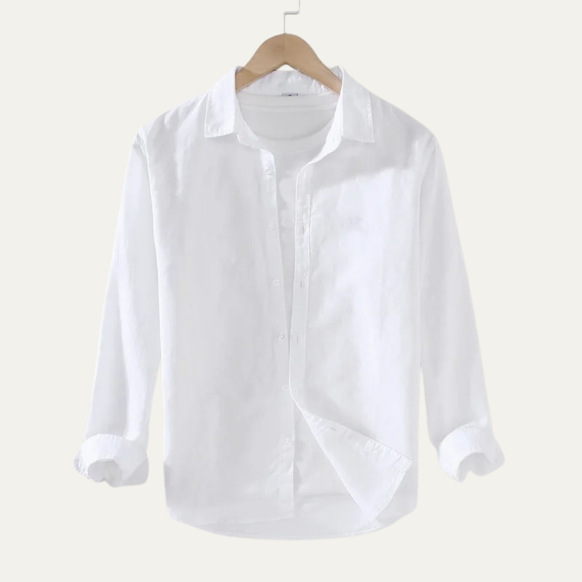 Men's Linen Cotton Shirt Lightweight Beige