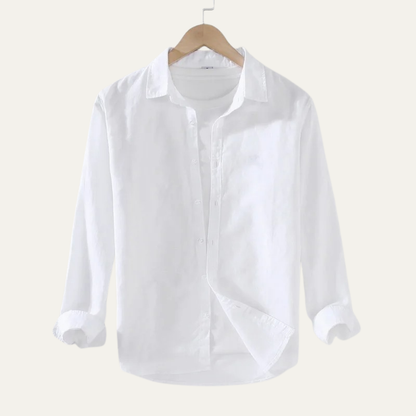 Men's Linen Cotton Shirt Lightweight Beige