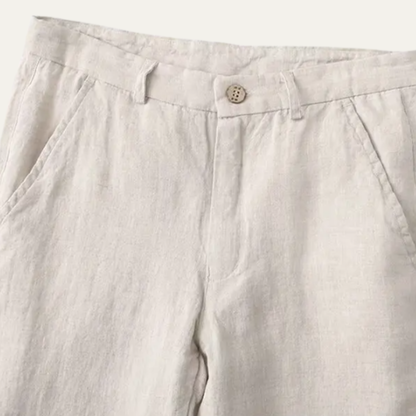 Alderfall Men's Linen Pants Casual Loose Fit Beige