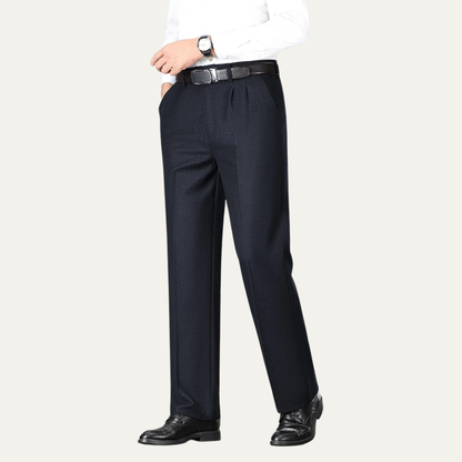 Men's Double Pleated Straight Leg Dress Pants Wool