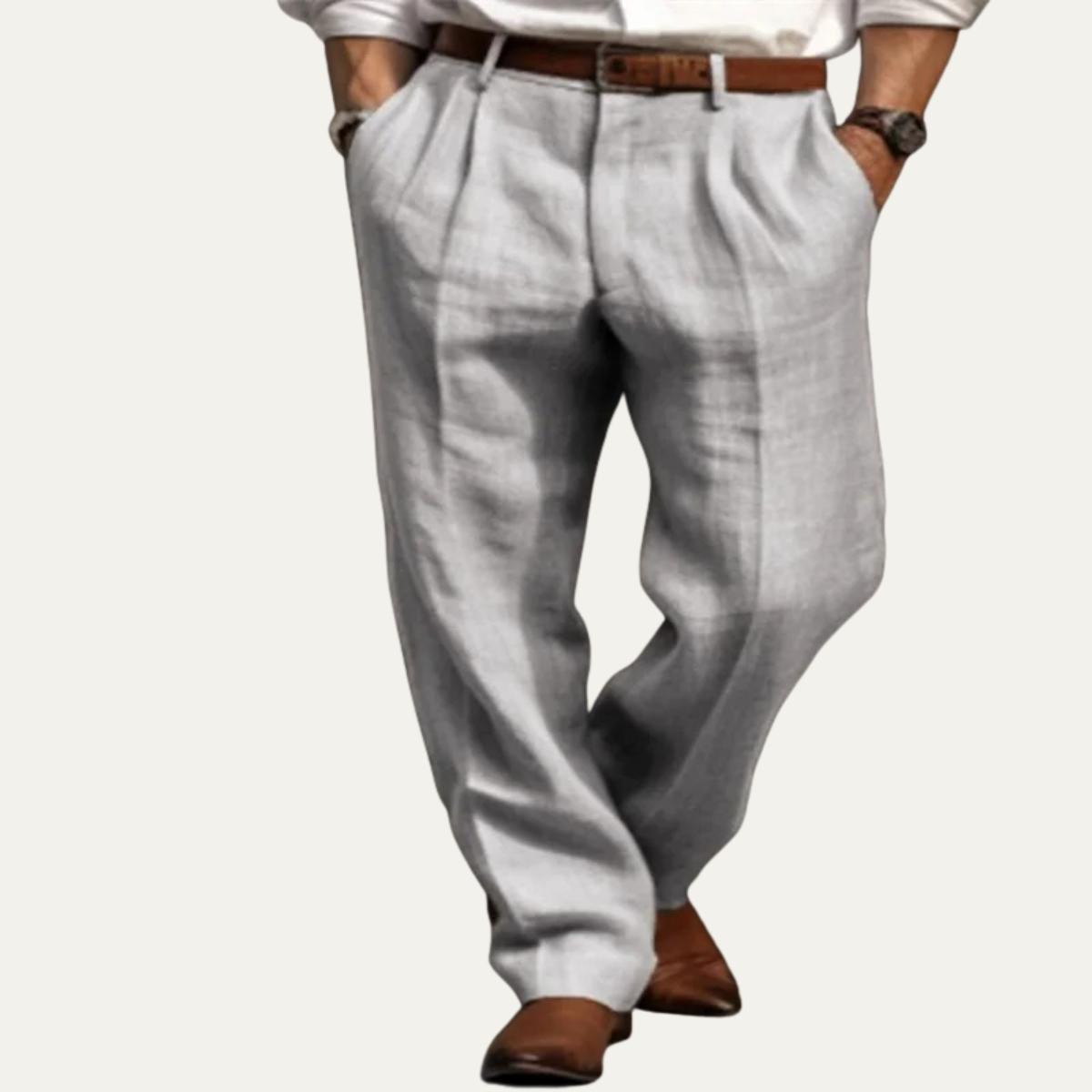 Men's Vintage Pleated Straight Pants Casual Cotton