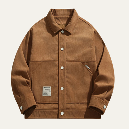 Men's Corduroy Jacket Button Up Lapel Casual Brown