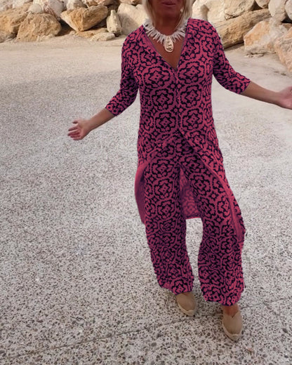 Women's Printed Two-Piece Set Everyday Wear