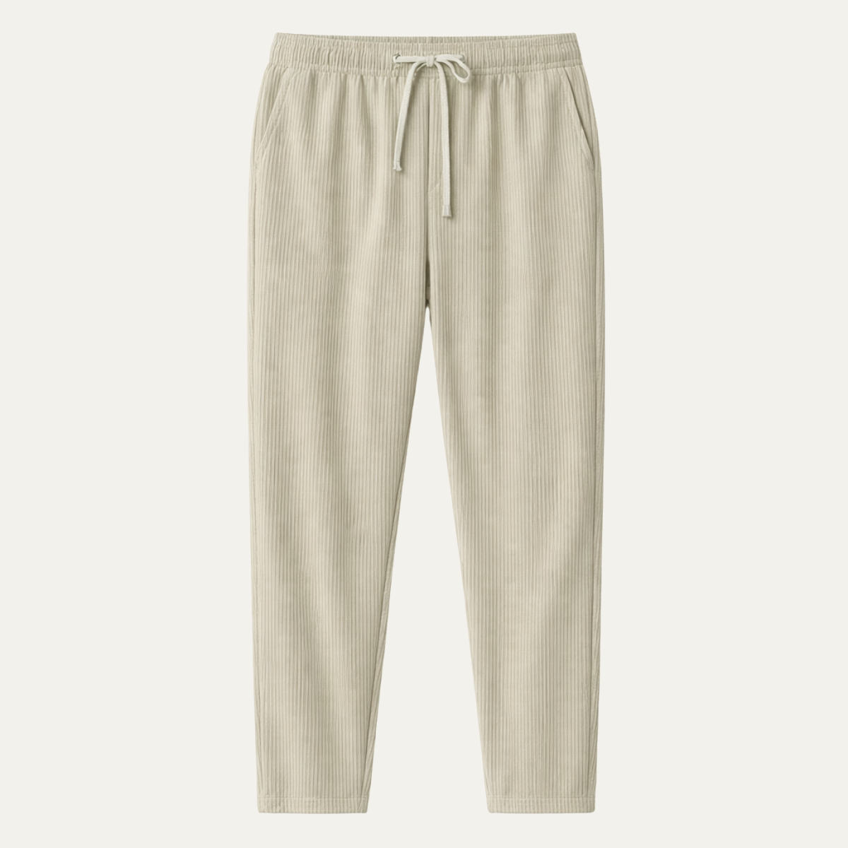 Men's Slim Fit Casual Pants Lightweight Ribbed Beige - Vonnera