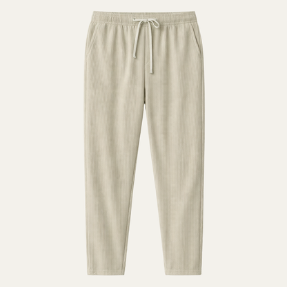 Men's Slim Fit Casual Pants Lightweight Ribbed Beige - Vonnera