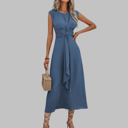 Elegant Women's Sleeveless Maxi Dress Round Neck