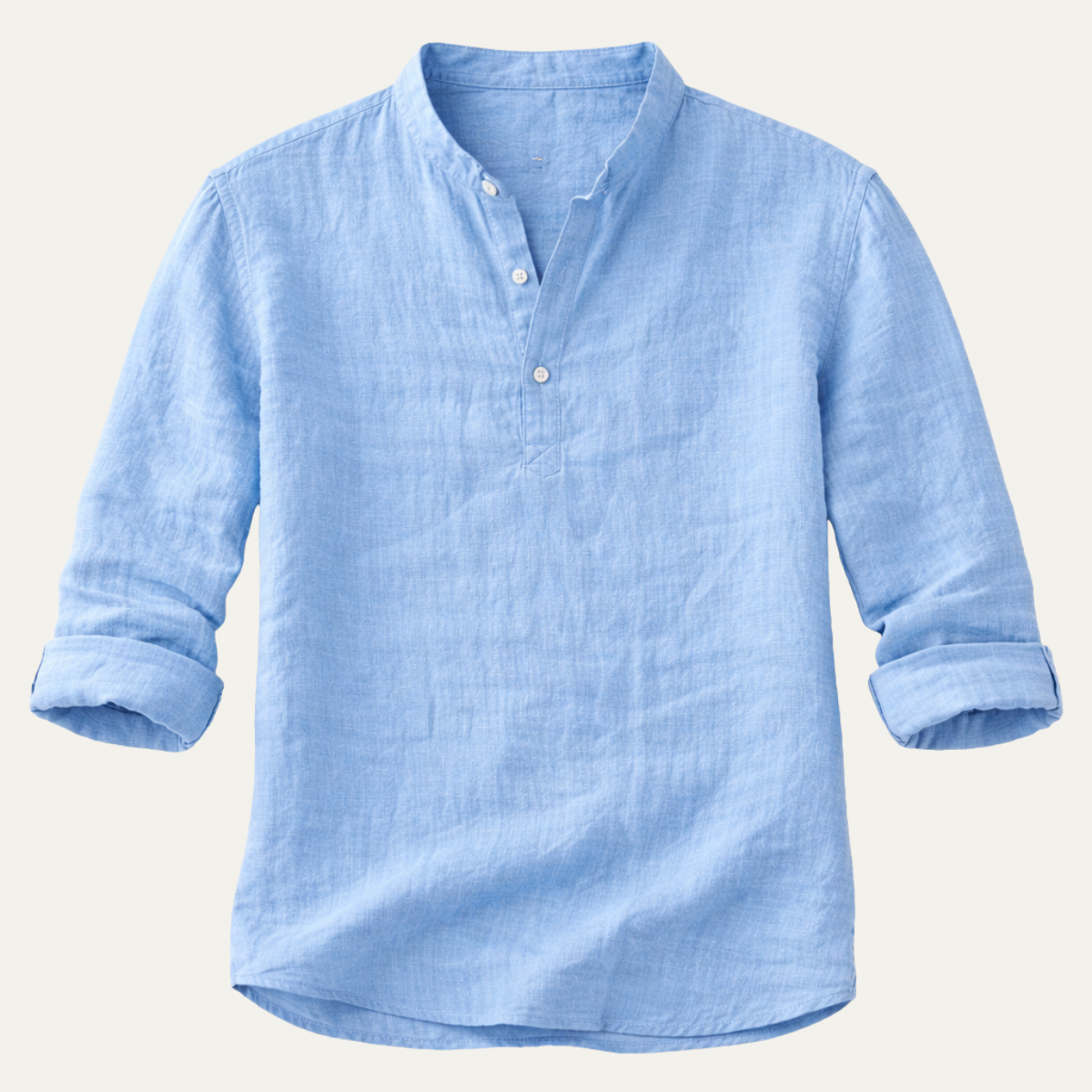 Men's Linen Casual Button Up Shirt Breathable Light Blue - Vonnera
