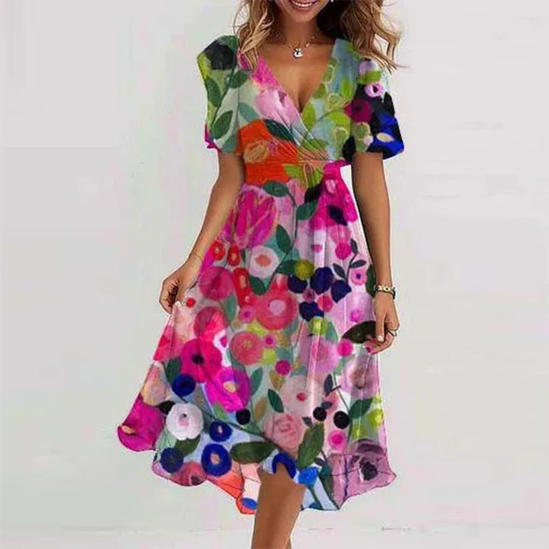 Women's Floral Knee Length Summer Dress