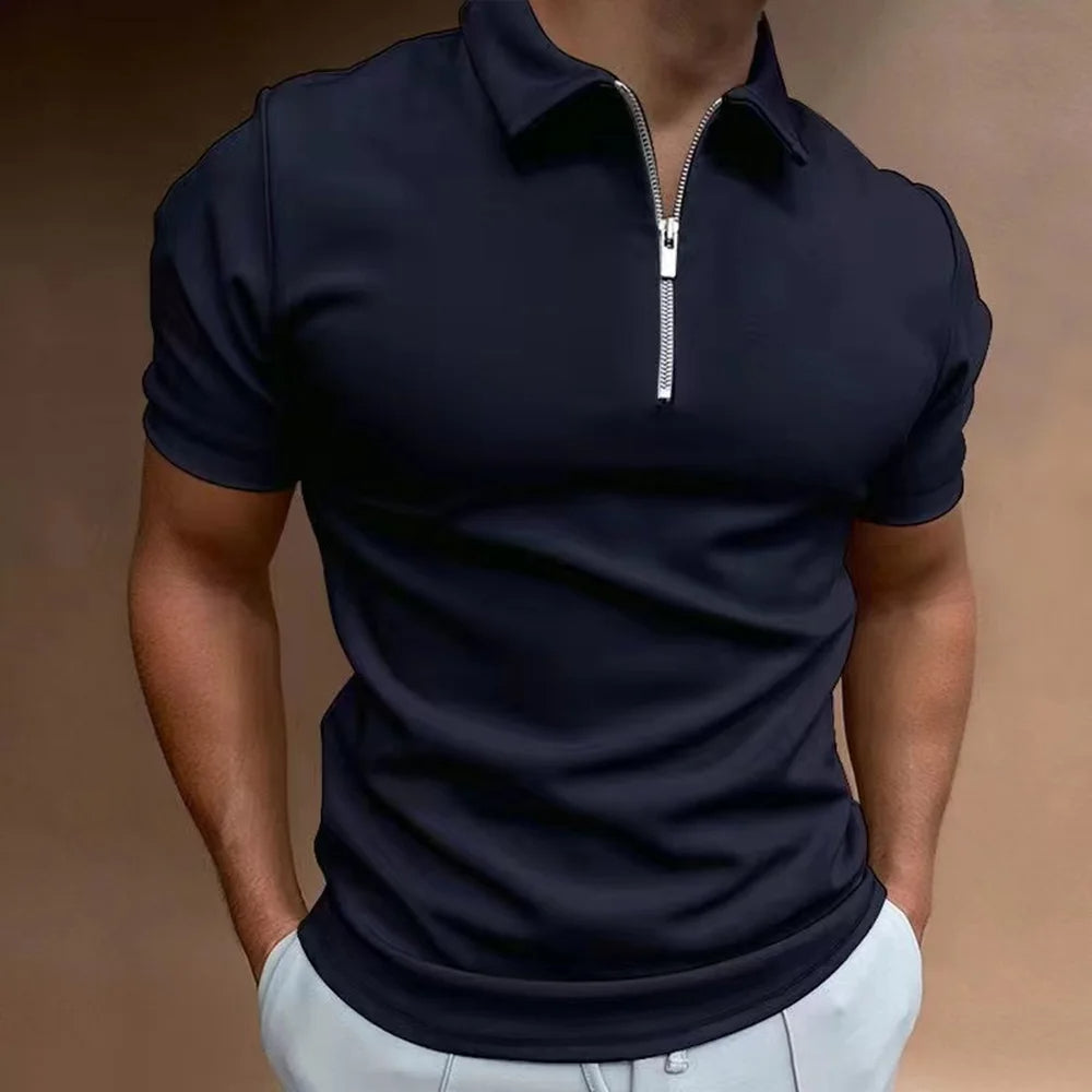 Men's Zip Collar Polo Comfortable Modern Design