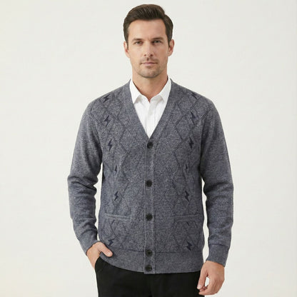 Men's V Neck Knit Cardigan With Pockets