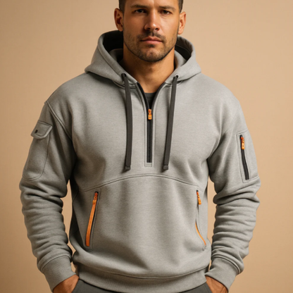 Men's Casual Half Zip Sweater Fleece Zip Pockets