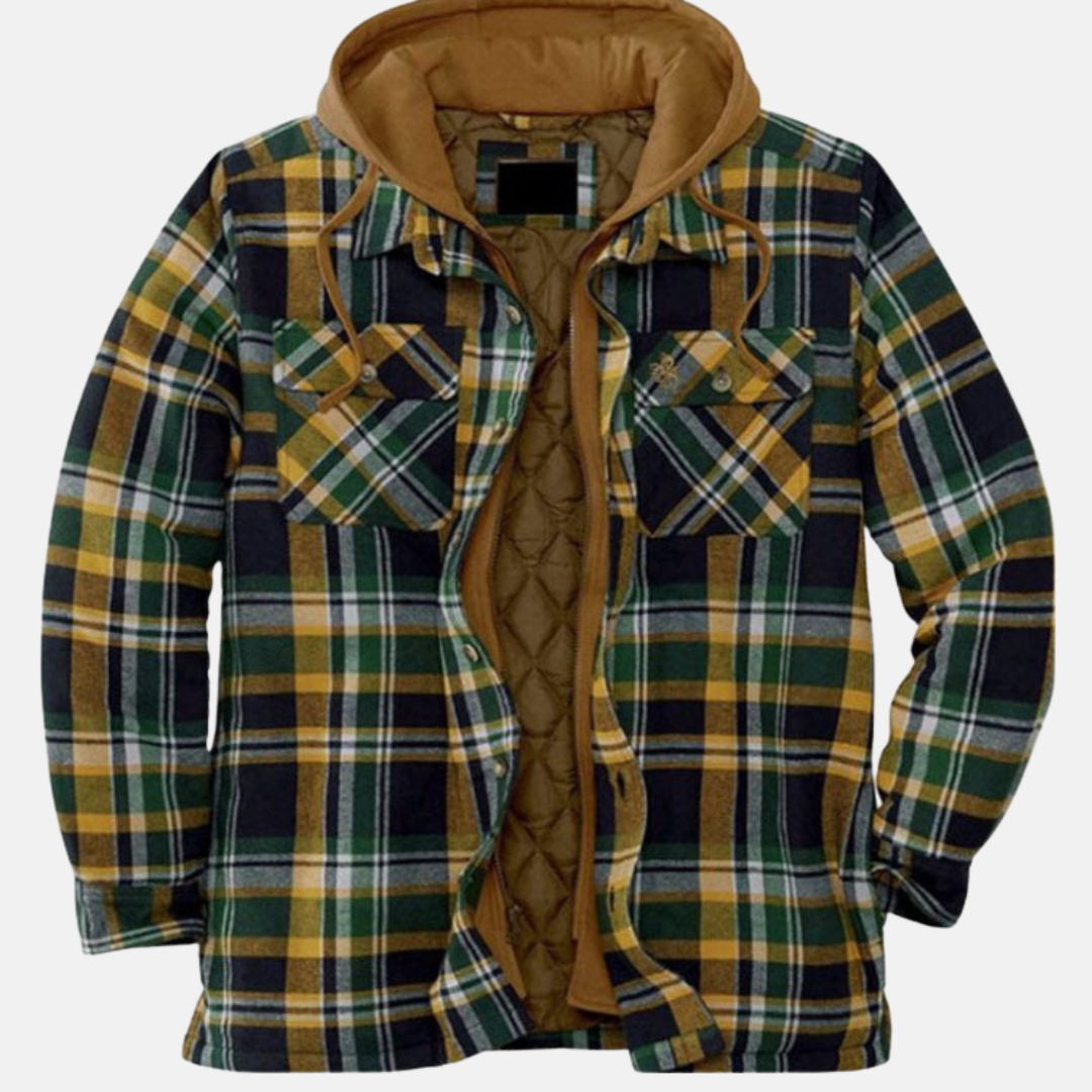 Men's Plaid Hooded Jacket Shirt