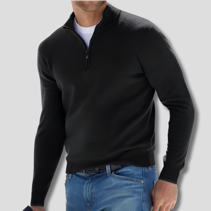 Men's Cotton Pullover Sweater Zipper Collar