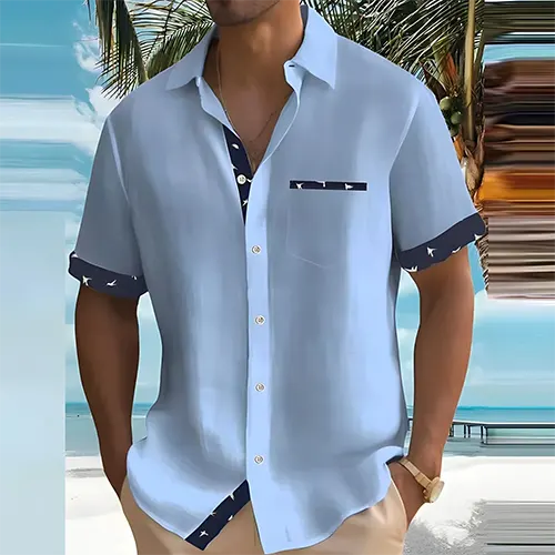 Men's Short Sleeve Summer Shirt Breathable Cotton