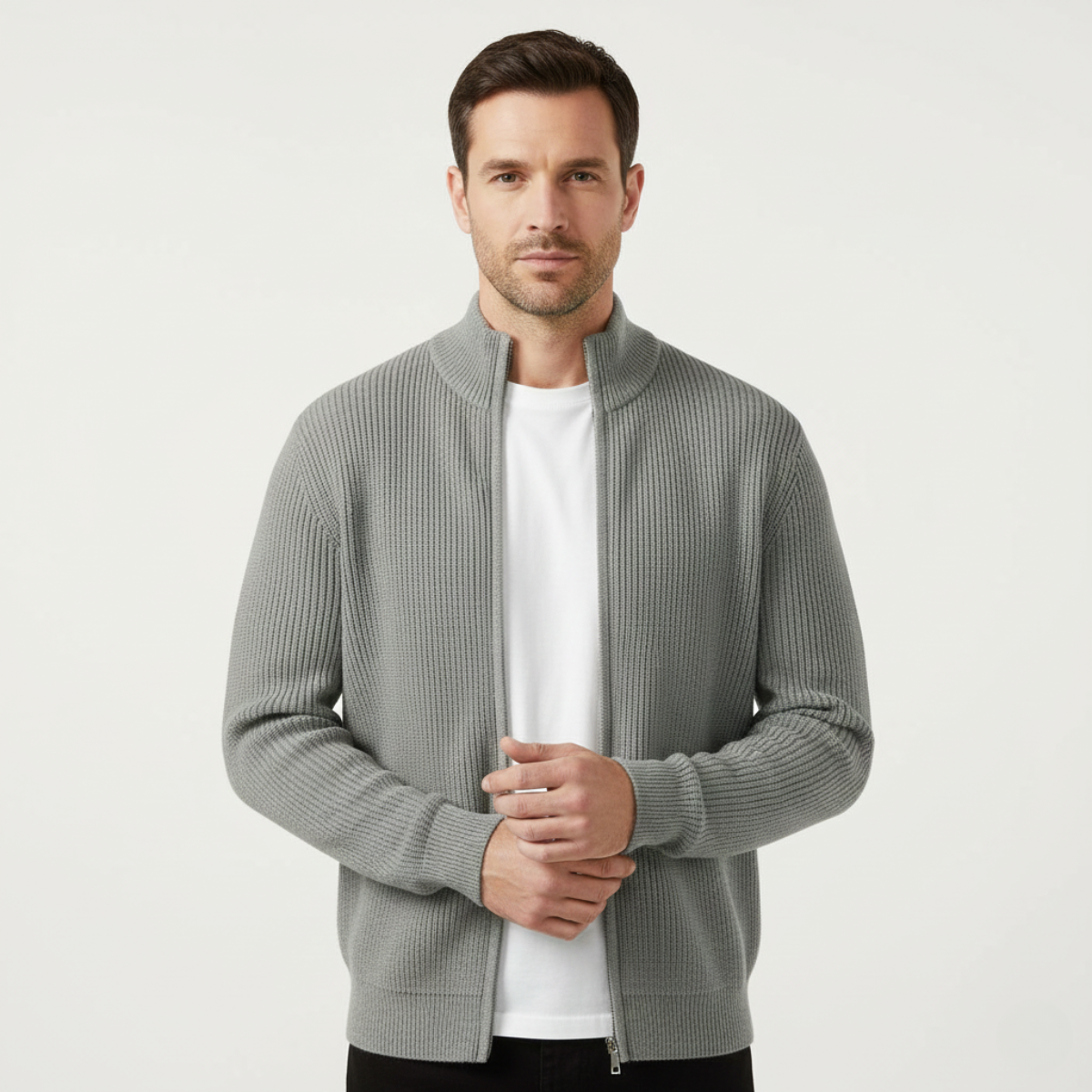 Men's Knit Zip Cardigan Sweater