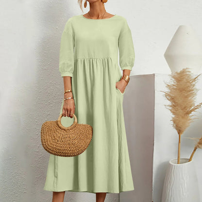Women's Midi Patchwork Dress Casual Comfortable