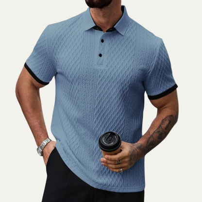 Men's Classic Polo Shirt Textured Contrast Collar