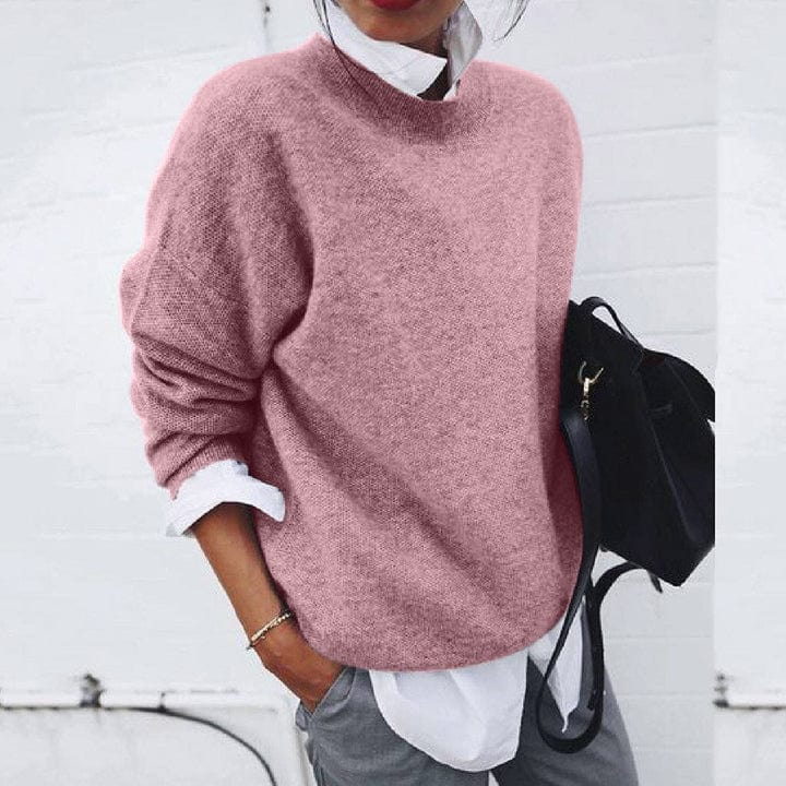 Women's Soft Knit Sweater Relaxed Fit Round Neck