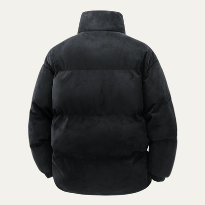Men's Suede Puffer Jacket Cotton Padded Tan