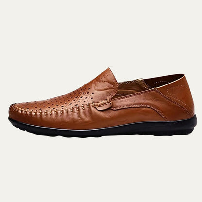 Men's Leather Loafers Breathable Slip On Shoes