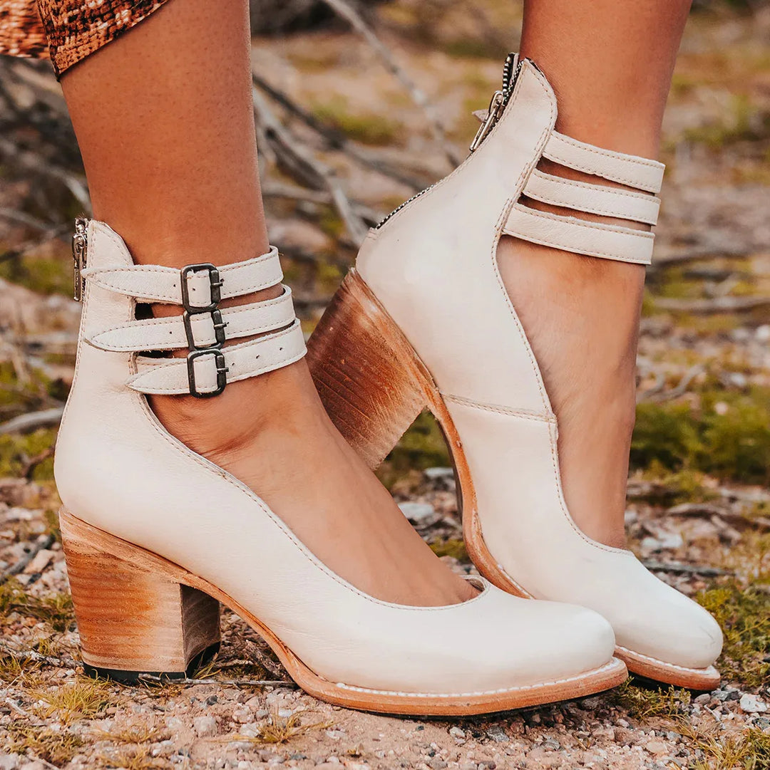Women's Ankle Strap Pumps Chunky Heel
