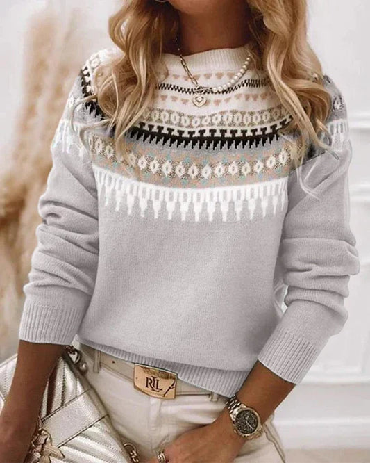 Women's Printed Long Sleeve Sweater - Vonnera