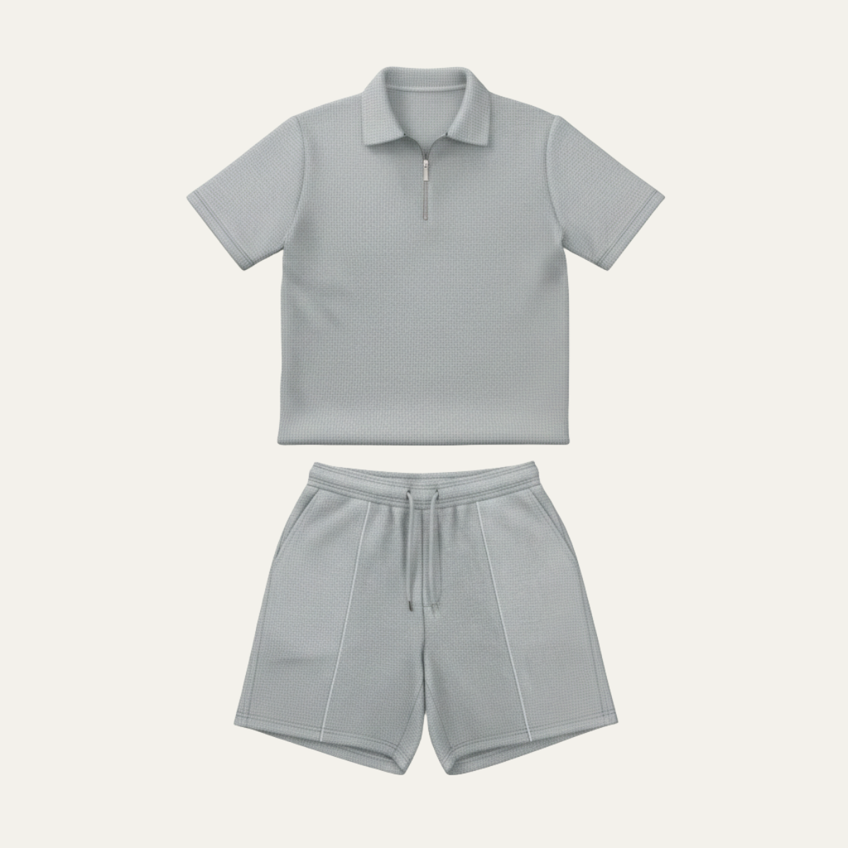 Men's Casual Summer Shirt And Shorts Set Solid Color