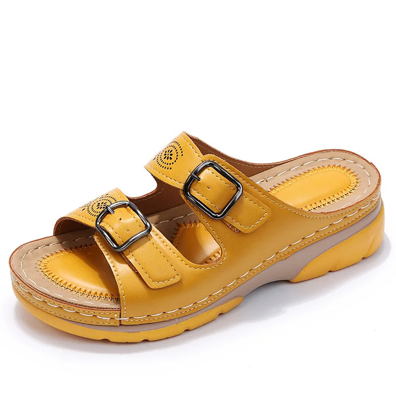 Women's Wedge Sandals Double Buckle Comfortable