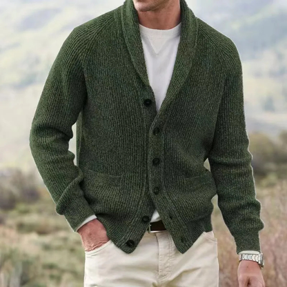Men's Warm Knitted Cardigan Turn Down Collar
