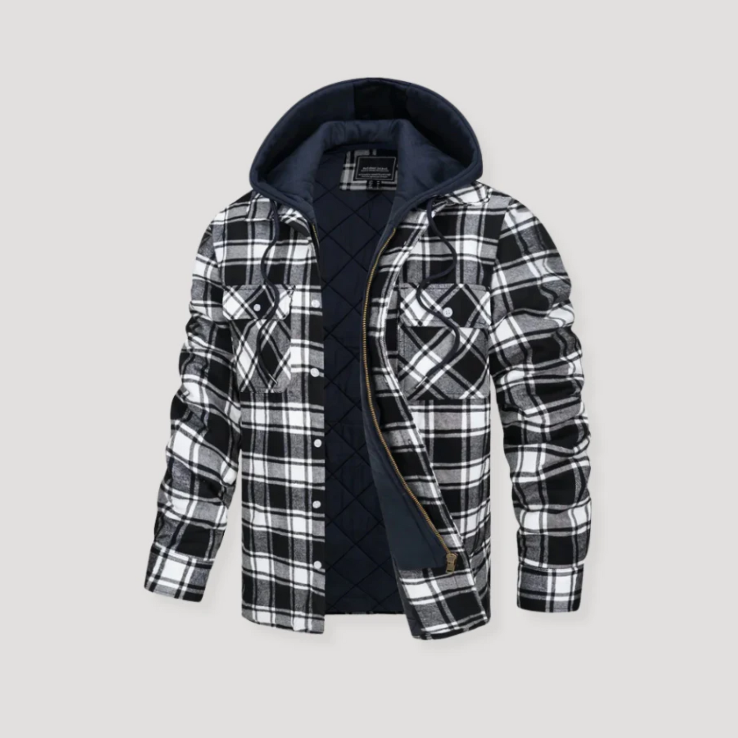 Men's Plaid Flannel Hooded Jacket
