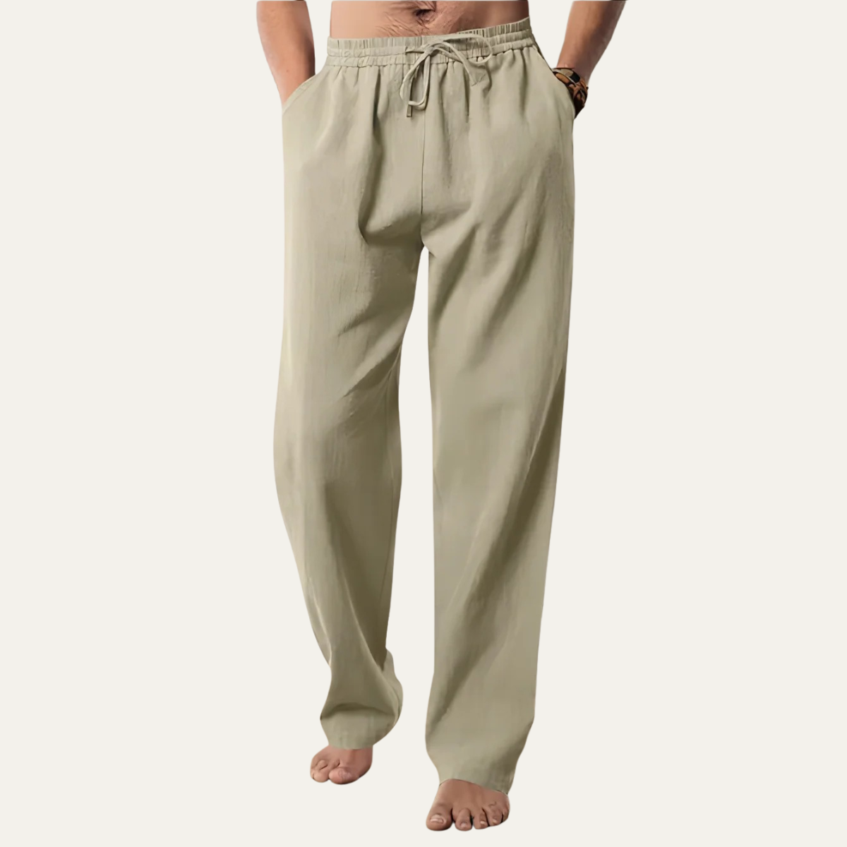 Men's Cotton Hemp Straight Leg Pants Breathable