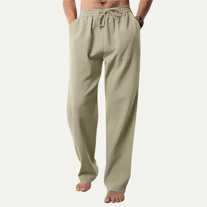 Men's Cotton Hemp Straight Leg Pants Breathable