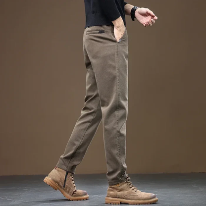 Men's Classic Straight Leg Pants Cotton Casual Beige