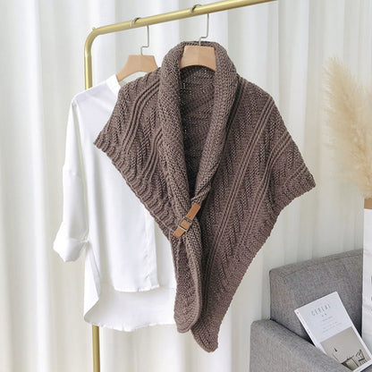 Triangular Knitted Scarf Leather Buckle - Vonnera