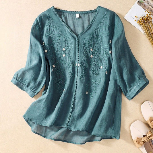 Celina Cotton-Linen Blouse