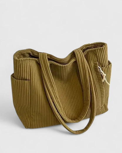 Women's Ribbed Handbag Luxurious Fabric