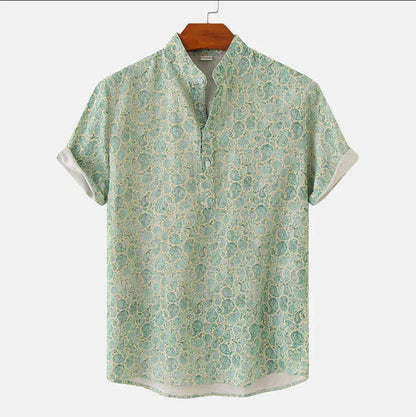 Kenneth Men's Printed Henley Cotton Shirt - Vonnera