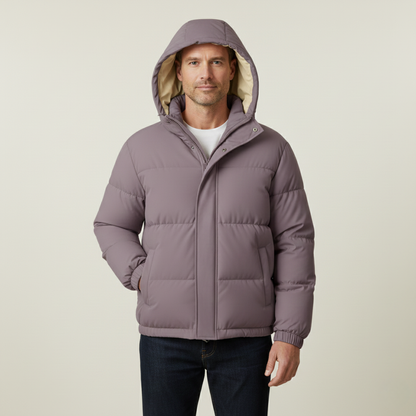 Men's Quilted Puffer Jacket Warm Hooded Winter Coat