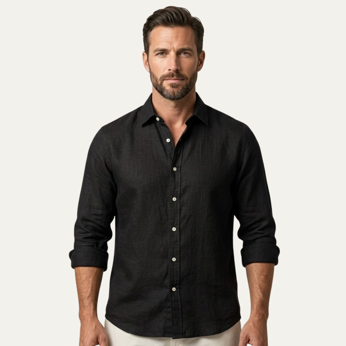 Men's Linen Beach Shirt Lightweight Summer Beige