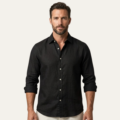 Men's Linen Beach Shirt Lightweight Summer Beige