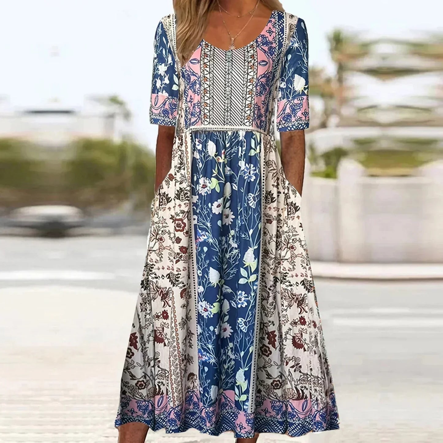 Women's Midi Boho Print Dress