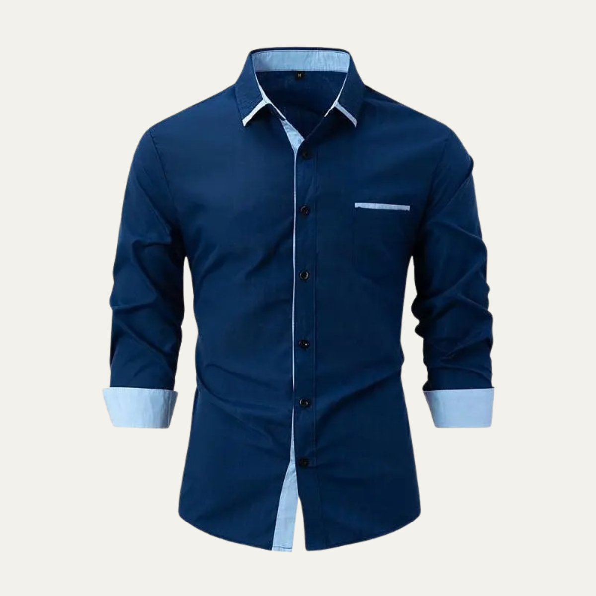 Men's Casual Button Up Shirt Contrast Trim