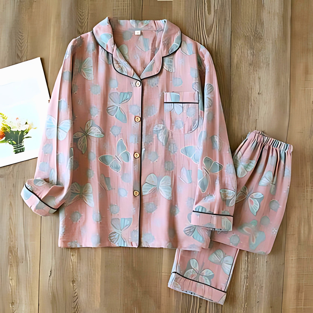 Women's Cotton Lounge Set Butterfly Print
