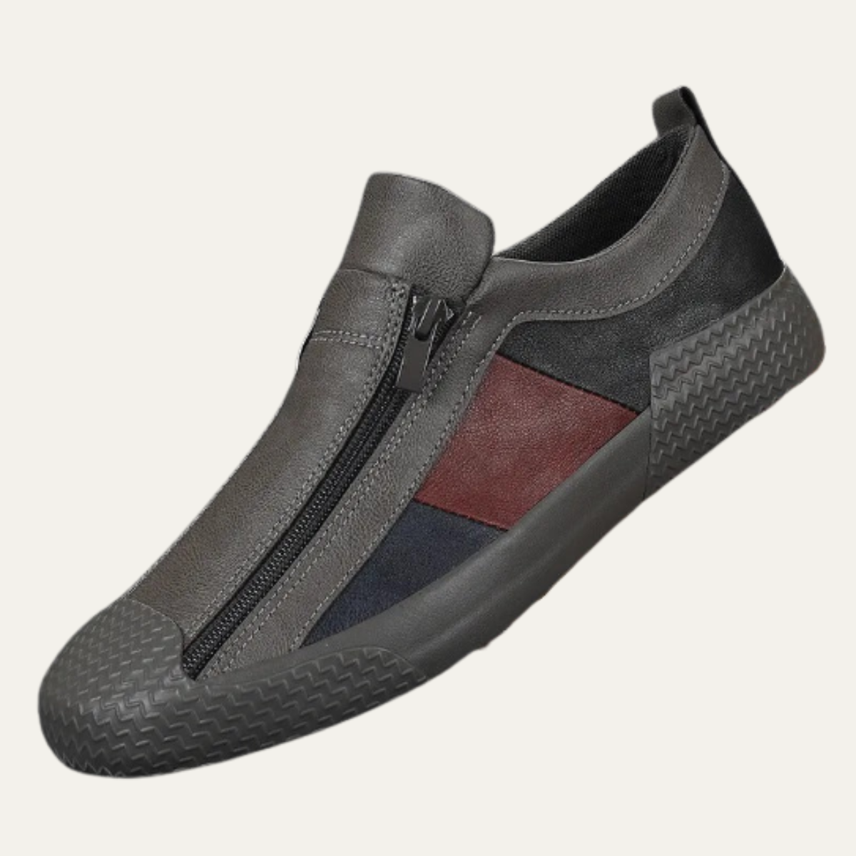 Men's Leather Sneakers Zip Black