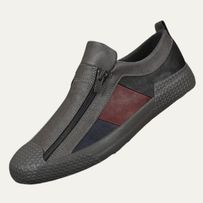 Men's Leather Sneakers Zip Black