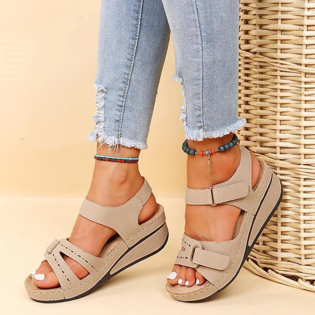 Womens Wedge Heel Shoes Soft Sole Velcro Strap
