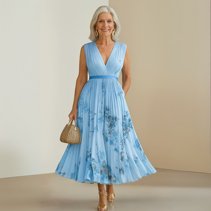 Women's Midi V-Neck Floral Summer Dress