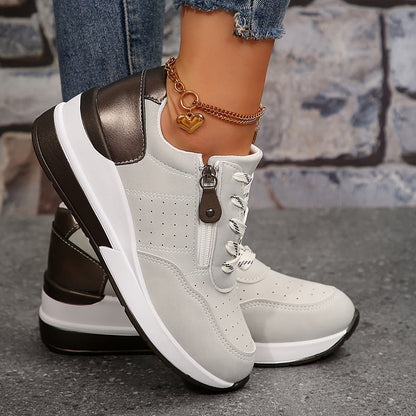 Women's Lace-Up Sneakers With Side Zipper