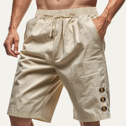 Men's Summer Shorts Cotton Drawstring Beige