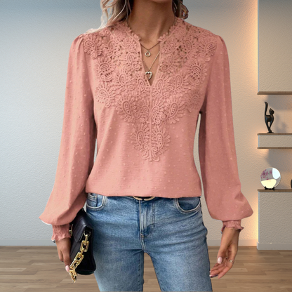 Women's Lace Blouse Guipure Panel